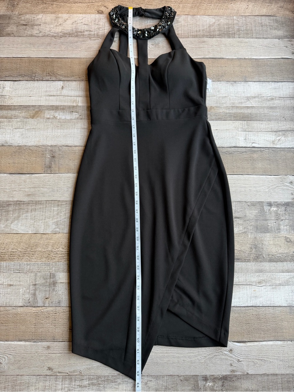 Bisou Bisou Black Beaded Halter Open Back Tulip Hem Cocktail Party Dress NWT Sz4 - Picture 15 of 16